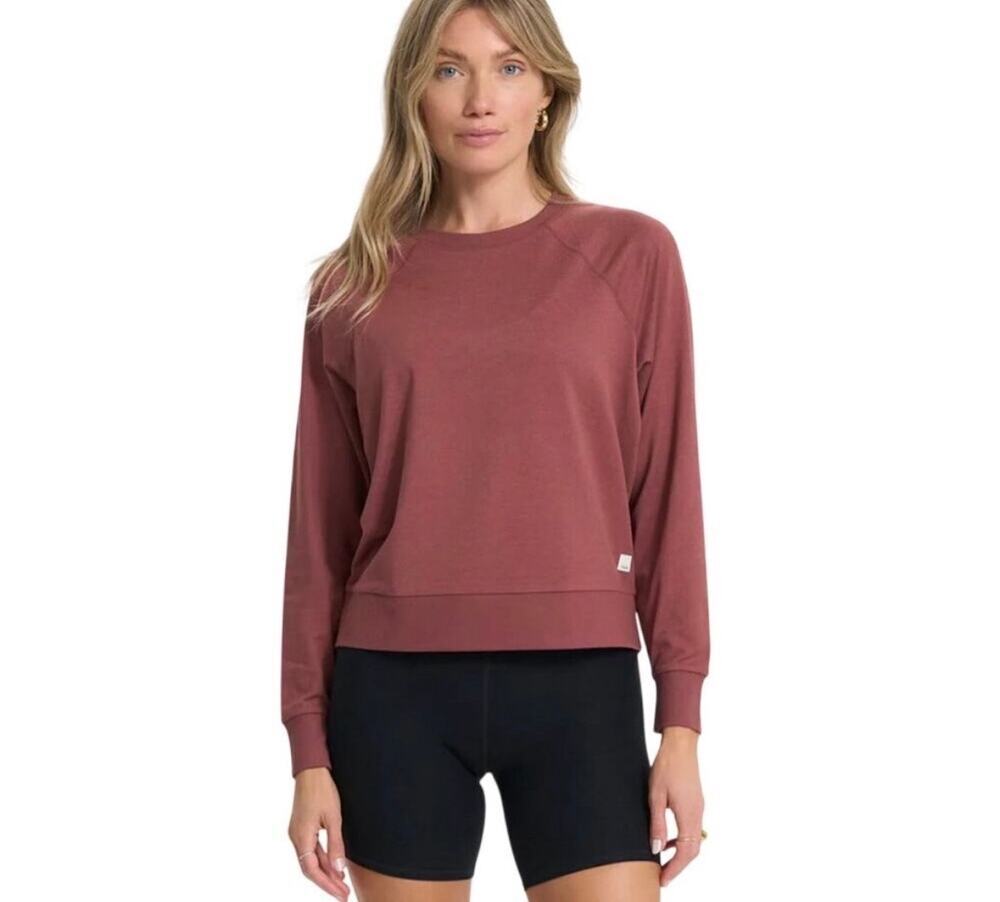 Vuori XS Halo Long Sleeve Crewneck in Rosewood Pink - Picture 1 of 6
